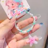 Pulseira Infantil Oceano com Contas e Pingentes de Estrela do Mar e Concha, Contas Coloridas, Joia Versátil de Princesa para Crianças, Acessórios Fofos