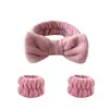 Faixa de Cabelo com Laço Nova Faixa de Cabelo para Mulheres Pulseira de Pulso Cor Única Faixa de Cabeça de Pelúcia para Lavar o Rosto Faixa de Cabeça para Maquiagem Pulseira de Pulso