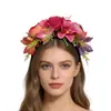 Faixa de Cabeça com Cabeças de Flores Artificiais Novo Estilo Amazon Bohemian Style Guirlanda de Flores Headband Flor de Tecido Acessório de Cabeça para Foto para Mulheres