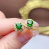 Nuevos Pendientes de Joyería de Piedras Preciosas Coloridas Plata 925 Incrustados con Diópsido Redondo Natural Flor Rodeada de Diamantes para Dropshipping Transfronterizo