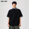 Camiseta Masculina de Manga Curta de Verão com Gola Camisa Meia Manga Solta Casual Tendência Marca Camiseta Masculina Camisa Básica Top