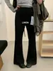Calça Casual Feminina THE LIMON Limão Chá Verde Estilo Coreano Simples Emagrecedora Versátil Levemente Flare com Cordão para Outono