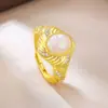 Anel de Opala Popular Transfronteiriço Nicho Estilo Frio Feminino Ouro 18K Alto Padrão Doce Cool Dedo Indicador Anel Ajustável