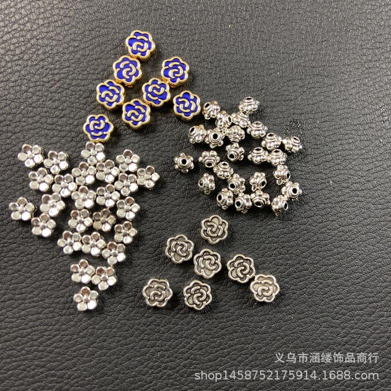 批发藏银滴油小花朵 五瓣梅穿孔配珠藏银灯笼珠 隔珠百搭饰品配