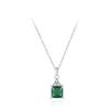Colar vintage S925 prata esterlina novo quadrado esmeralda feminino all-match design pequeno quadrado açúcar pingente clavícula corrente