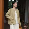 Lu Yu An Di Otoño 2026 Nueva Chaqueta de Algodón y Lino para Mujer, Cuello Alto, Estilo Chino Nuevo Camisa Superior de Ramio de Alta Gama