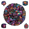 50 hojas de película láser, pegatinas de graffiti mixtas de luz de neón, pegatinas decorativas impermeables para vasos de agua, pegatinas de luz de neón al por mayor
