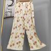 Pantalones de Pijama de Algodón Finos de Verano para Mujer con Estampado de Dibujos Animados, Pantalones de Pierna Ancha para Mujeres Embarazadas, Tallas Grandes, Adecuados para Usar Afuera, Pantalones Largos de Algodón, Exportación