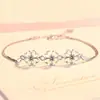 Pulsera de Plata de Ley de Trébol de Cuatro Hojas para Mujer, Pulsera Doble Capa de Trébol, Regalo de San Valentín o Cumpleaños para Novia
