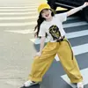 Conjunto de Duas Peças Tendência Casual Esportiva Verão 2026 Meninas Estilo Coreano Camiseta Estampada e Calça Balloon Wide-Leg