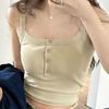1056# Diseño de Botones Sentido All-match Camisola Acolchado en el Pecho para Mujer Ajustado Adelgazante Prenda Interior Base para Usar por Dentro o por Fuera Top