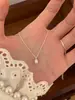 Colar de pérola de água doce natural em prata de lei s925, estilo de luxo leve de nicho, corrente de clavícula da moda versátil para mulheres