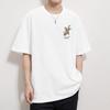 T-shirt de algodão puro homens manga curta verão solto pescoço redondo preto roupas superiores moda marca coelho estampa camiseta de algodão completo meia manga