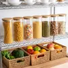 Frasco de vidrio para almacenar alimentos, con tapa sellada de bambú, adecuado para organizar despensas para pasta, frutos secos, harina y alimentos de grano