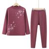 Ropa Interior Térmica de Otoño e Invierno para Mujeres de Mediana Edad y Mayores, Gruesa con Forro Polar Talla Grande Cuello Medio Alto Set de Camiseta Térmica y Pantalones para Mamá