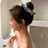 Anillo para el cabello de satén francés romántico retro con diseño de intestino grueso, nuevo accesorio para el cabello con dopamina color crema para niñas.