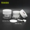 30g 50g Frasco de Creme Branco de Parede Espessa Camada Dupla Redondo Boca Larga Frasco de Creme para Cuidados com a Pele com Colher de Plástico