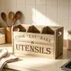 Caja de Almacenamiento de Madera Maciza para Utensilios de Cocina del Hogar, Caja de Almacenamiento Dividida, Estante de Almacenamiento para Artículos Varios de Escritorio, Caja de Almacenamiento Cuadrada