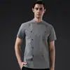 Uniforme de Trabajo de Chef de Hotel Blanco Puro Doble Botonadura Manga Corta Verano Delgado Transpirable Ropa de Verano para Catering y Cocinas de Restaurante