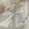 Meias de Dormir Femininas Algodão Punho Elástico para Dormir Ar Condicionado Quente Meias Listradas Não Apertam os Pés Meias Pós-Parto Meias Menstruais
