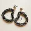 Pendientes de Corazón de Melocotón de Ganchillo Hechos a Mano con Cristales, Pendientes, Pendientes Versátiles de Moda y Personalizados, Lujo Ligero y Sensación de Alta Gama