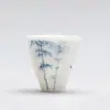 Argila de jade porcelana branca pintada à mão azul e branco tampa de bambu Tigela cor esmaltada xícara de chá literati xícara de chá