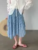 Falda de Volantes Multinivel Floral Suave Estilo Coreano Luxi para Mujer 26 Verano de Cintura Alta Irregular 1789