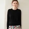 Suéter de Tricô Feminino Gola Redonda, Soltinho, Outono e Inverno, Cor Sólida, Estilo Curto, Novo Suéter Pulôver, Cashmere