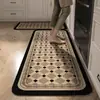 Tapete de Piso de Cozinha Lama de Diatomáceas Absorvente de Água e Óleo Tapete para Pés Secagem Rápida e Resistente a Manchas Tapete Retro Antiderrapante Tapete de Borracha Cortável