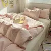 Conjunto de Lençóis de Algodão Lavado, Jogo de Cama de Quatro Peças, Estilo Ins, Resistente a Manchas, Adequado para Dormitórios Estudantis, Conjunto de Cama Masculino de Três Peças