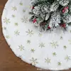 Falda para árbol de Navidad transfronteriza, diseño de copo de nieve, tela de pelo largo bicolor dorada y plateada, base decorativa para árbol de Navidad de algodón con copo de nieve, brillante