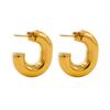 Pendiente de Oreja Exagerado en Forma de C con Sentido de Alta Gama Acero Inoxidable Japonesa-Coreana Pendientes Elegantes de Oro de 18K Pendientes de Nicho para Mujer Regalo de Año Nuevo