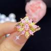 Transmisión en vivo de celebridad en línea Nuevo traje Simulación Color Turmalina Color Caramelo Anillo Abierto Anillo de Oro Rosa de 18K para Mujer