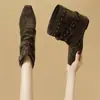 Botas retrô de bico quadrado com fivela Maillard plissadas para mulheres, novo outono de 2026, botas de tornozelo western cowboy emagrecedoras
