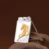 Ciervo Dorado Rey Plata de Ley 999 Nubes Propicias Placa de Plata Chapado en Oro Caballo del Zodiaco Nuevo Estilo Chino Colgante Wushi Pai Hombres Mujeres Joyería de Plata