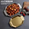 Bandeja de Aço Inoxidável 304 Estilo Coreano, Chapa Octogonal para Churrasco, Prato para Peixe Grelhado, Prato para Hot Pot, Prato Octogonal, Bandeja, Prato para Espetinhos