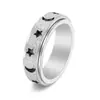 Amazon Source Anillo Giratorio Esmerilado de Estrella y Luna Hueca Simple Acero Inoxidable Unisex Joyería de Estilo Fresco