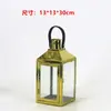 Lanterna Estilo Europeu Suporte de Vela de Aço Inoxidável Lanterna de Vidro Dourada Lanterna à Prova de Vento Lâmpada de Manteiga para Exterior Enfeites