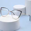 Marco de gafas de acero inoxidable 803 nuevo anti-luz azul moda ojo de gato dos colores decoración ocular se puede equipar con lente plano para miopía