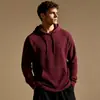 Ropa Nueva para Hombre Cruzando Europa Sudadera con Capucha de Waffle para Hombre Color Sólido Holgada Casual Manga Larga Sudadera con Capucha