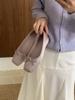 Sapatilha Brisa Suave da Noite 2025 Laço Doce Francês Sapatos de Vovó Bico Quadrado Boca Rasa Sapatos com Elevação Interna