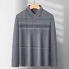 Camiseta de manga larga para hombres de mediana edad, camisa de bolsillo holgada para papá, camisa base fina de cuello camisero para mediana edad y ancianos, polo para ancianos
