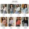 Camisa de otoño e invierno 2023, suéter simple versátil de cuello redondo de color sólido para mujer, nueva parte superior, ropa interior fina para mujer.