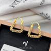 Pendientes de Aro en Forma de U Dorados, Plata Rota y Diamantes Brillantes para Mujer 2025 Nuevos Pendientes de Diamante Roto de Alta Gama