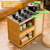 Mesa de té móvil Carrito de té Gabinete de té para el hogar Mesa de té pequeña de madera maciza con ruedas Mesa de centro Juego de té Kung Fu Traje e Integrado para hervir agua