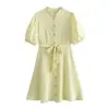 2024 Primavera estilo europeo y americano ropa de mujer nueva textura manga abullonada estilo mini vestido camisa 5432