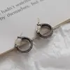 Pendientes de plata de ley s925 de Shenzhen plateados Plata tailandesa estilo corte retro desgastado personalidad pendientes de moda para hombre y mujer pendientes punk