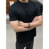 Camiseta Casual Americana de Color Sólido Versátil Color Sólido Ajustada Deportiva Piel de Hielo Secado Rápido Algodón Puro Cuello Redondo Manga Corta Camiseta