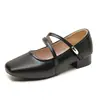 Venda Quente Sapatos Femininos Franceses de Salto Baixo Mary Janes 2026 Elegantes Sapatos de Couro com Salto Bloco Novidades de Outono Bico Quadrado Sapatilhas Baixas