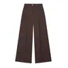 Moda Femenina 2026 Nuevos Pantalones Casuales de Pierna Ancha de Color Sólido de Cintura Alta Plisados Fluidos Pantalones Rectos Largos Versátiles